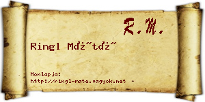 Ringl Máté névjegykártya
